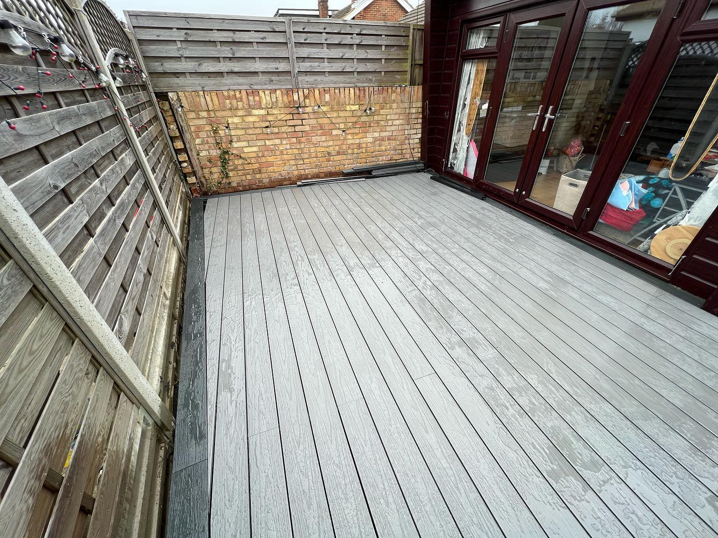Grey fitted composite decking in Rochester, Kent