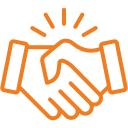 Orange handshake icon